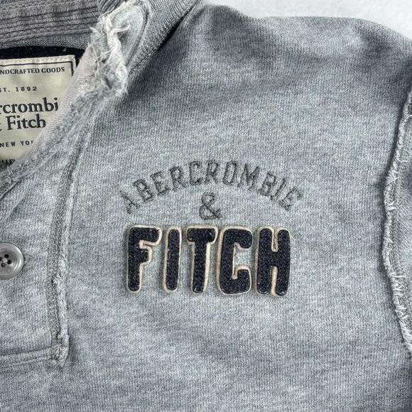 Y2K Abercrombie & Fitch Henley Shirt Long Sleeve Mens XXL Heavy Sweater Gray - Picture 3 of 12